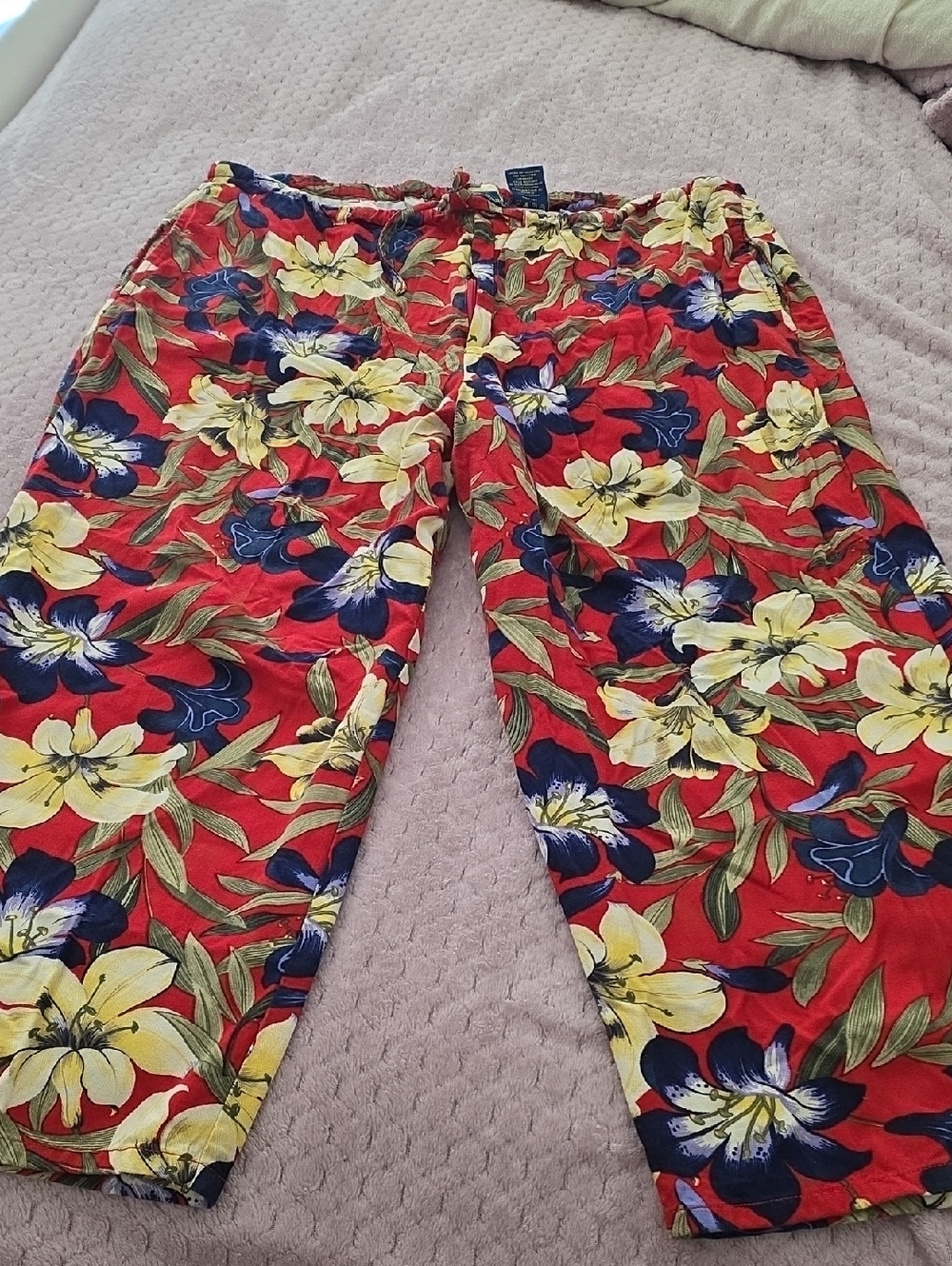 Straight Leg Floral Women’s Pants - Red Floral